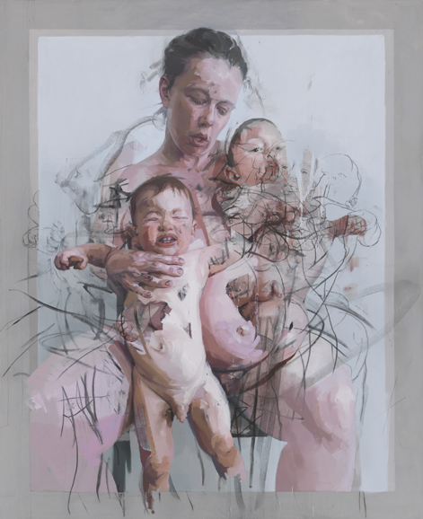 Jenny Saville’s “The Mothers” (2011). Oil and charcoal on Canvas. Courtesy of the artist and Gagosian Gallery.