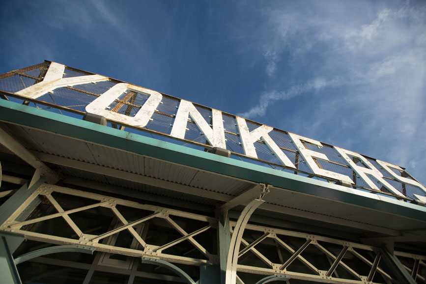 The Yonkers sign that faces the Hudson River at X2O Xaviars on the Hudson. Photograph by John Rizzo. 