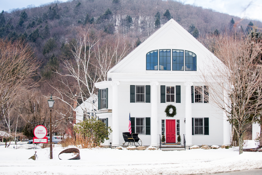 An exterior view of Four Columns during the winter. Photograph courtesy Four Columns.