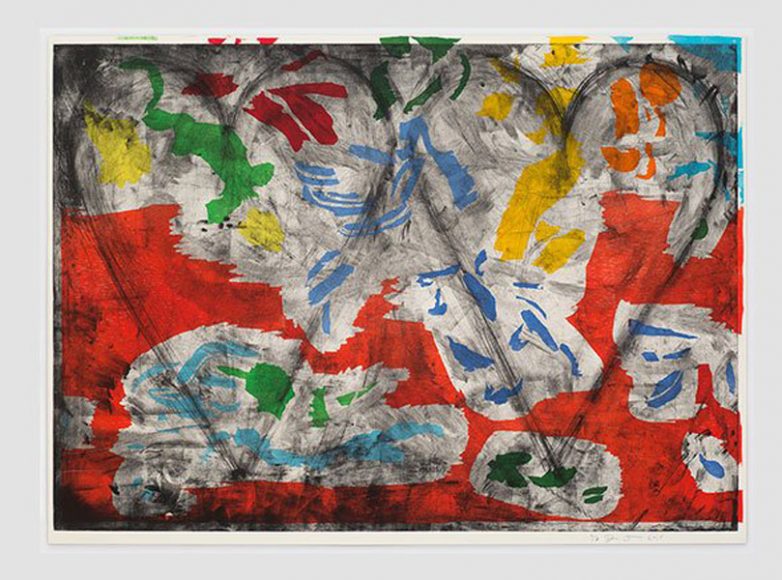 Jim Dine, “Radiant Landscape,” 2015, woodcut and copperplate etching on Arches HP, 39 1/2 x 55 3/4 inches, Edition: 2/10. Courtesy Heather Gaudio Fine Art