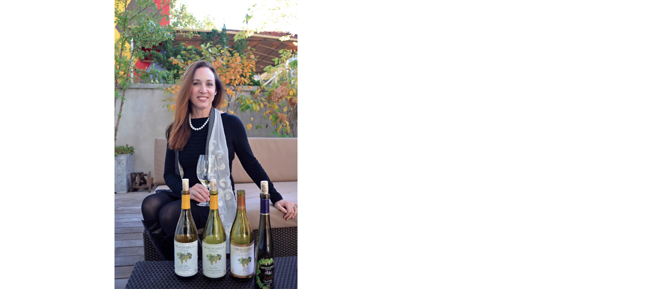 Violet Grgich with some of the family’s vintages. Photograph by Doug Paulding.