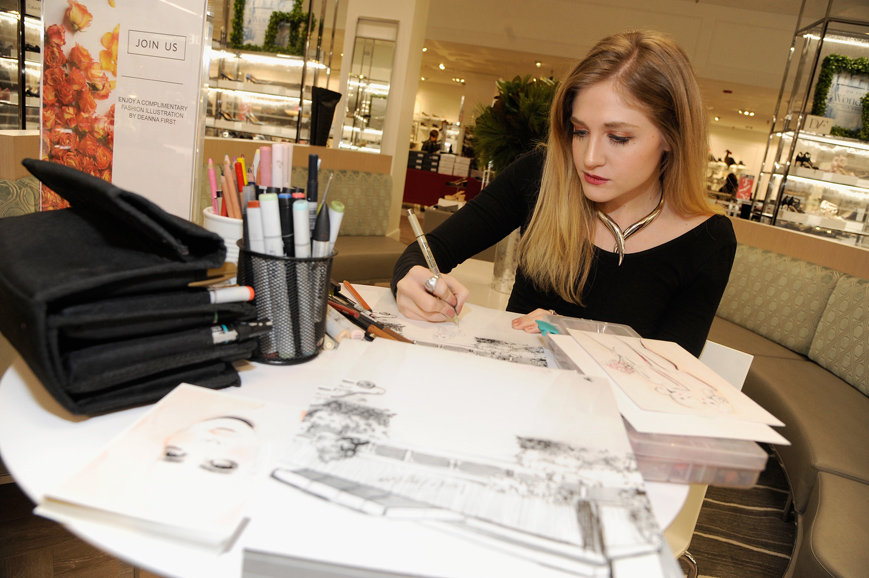 Fashion Illustrator Deanna First creates custom designs. Photograph by Rabbani and Solimene Photography/Getty Images.