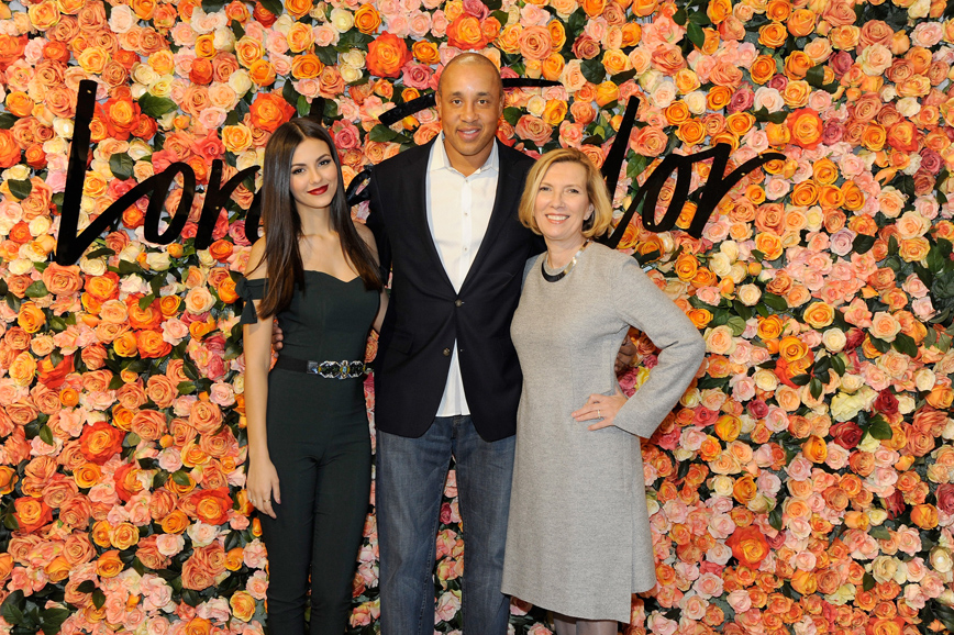From left, special guests actress Victoria Justice and NBA player John Starks with Liz Rodbell, president of Lord & Taylor and Hudson's Bay. Photograph by Rabbani and Solimene Photography/Getty Images.