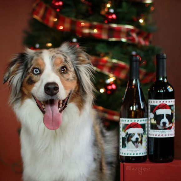 A pet-themed wine bottle will benefit Guiding Eyes for the Blind. Photograph courtesy Guiding Eyes for the Blind.