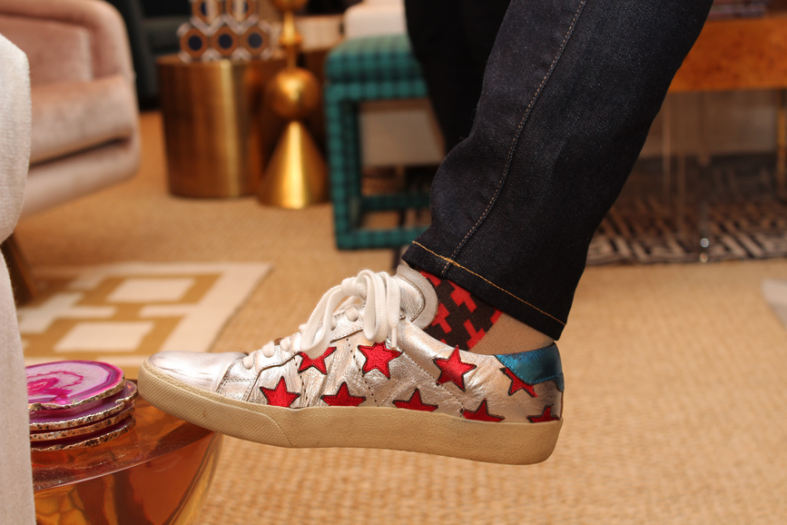 Simon Doonan’s funky footwear, as seen Dec. 12 at Jonathan Adler in Greenwich. Photograph by Sebastian Flores.
