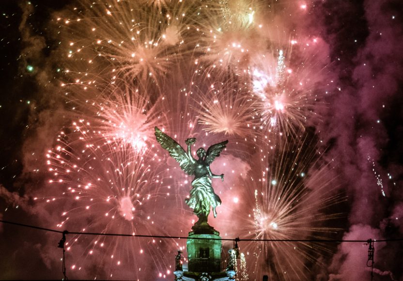 Fireworks light up the Angel of Independence in Mexico City at the stroke of midnight, Dec. 31, 2012.