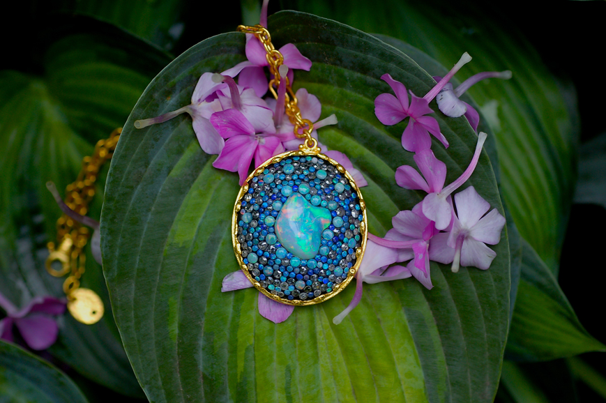 Opal necklace in a 24-karat gold setting, $7,500. Photograph courtesy Isabel Dunay.