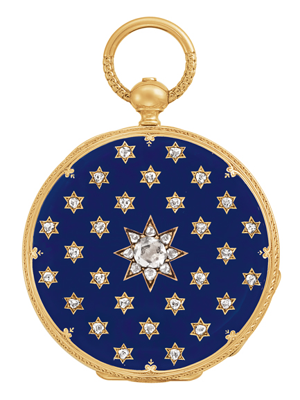 A jewel of its own kind-diamond star-studded pendant watch delivered
on Dec. 31, 1852 to Tiffany, Young & Ellis, New York, Patek Philippe & Cie, Genève, No. 4740. Photograph courtesy Patek Philippe.