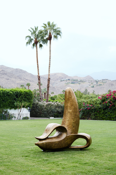 Jonathan Adler’s 7-foot-tall bronze banana, his first public art commission, is the centerpiece of a refreshing of the Parker Palm Springs resort in California. Photograph courtesy Jonathan Adler.