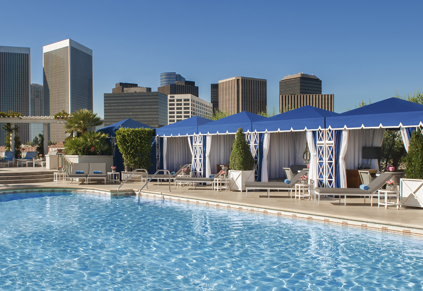 Pool and cabanas at The Peninsula Beverly Hills. Courtesy The Peninsula Beverly Hills.