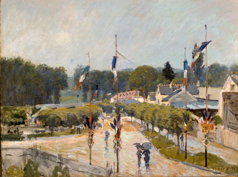 Alfred Sisley's "Fête Day at Marly-le-Roi" (1875), oil on canvas. The Higgins Art Gallery & Museum, Bedford. Image courtesy of The Higgins Art Gallery & Museum. 