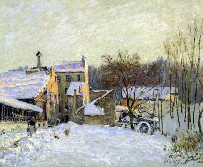 Alfred Sisley's "A Farmyard at Chaville-December" (1879), oil on canvas. Private collection.