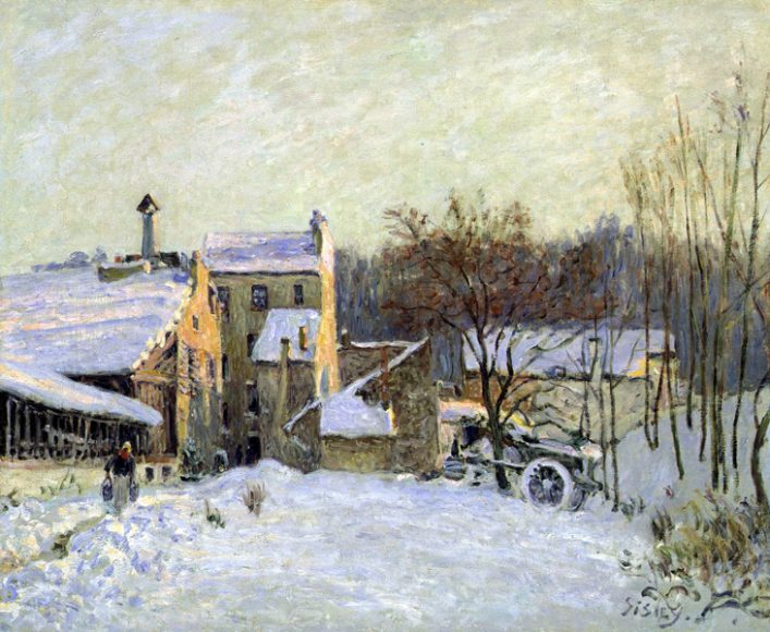 Alfred Sisley’s “A Farmyard at Chaville” (1879), oil on canvas, private collection.
