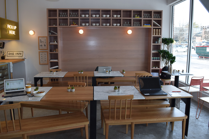 Guests can enjoy a quick bite or connect to the WiFi in the eatery's front seating space. Photograph by Aleesia Forni.