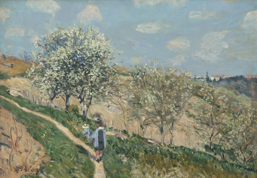 Alfred Sisley's "Spring at Bougival" (1873), oil on canvas. Philadelphia Museum of Art, bequest of Charlotte Dorrance Wright, 1978. Image courtesy of the Philadelphia Museum of Art.