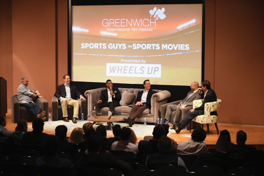 Mark Teixeira, center, on a 2015 Greenwich International Film Festival panel. Courtesy GIFF.