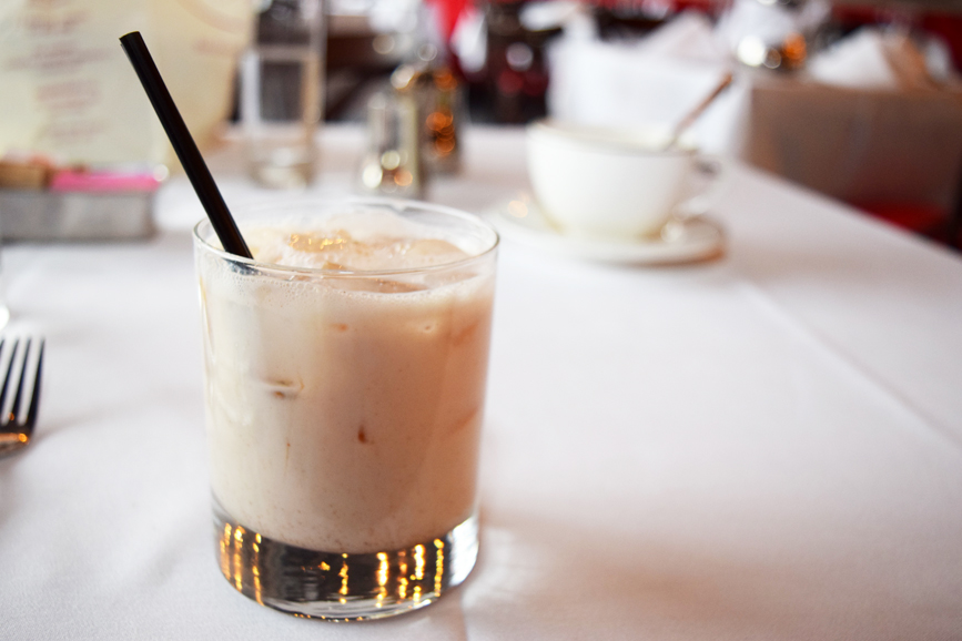 A pumpkin pie white Russian featuring gingerbread syrup is perfectly sweet. Photograph by Aleesia Forni.