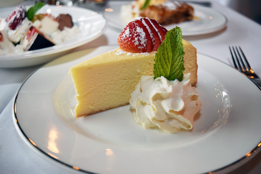 Traditional New York-style cheesecake, one of the eatery’s two cheesecake offerings, features 100 percent fine cream cheese. Photograph by Aleesia Forni.
