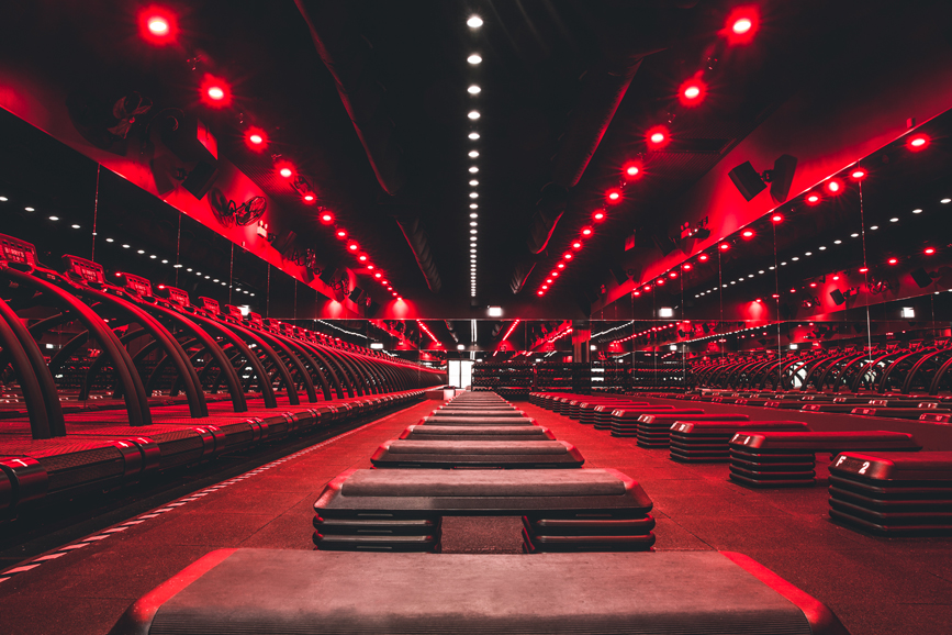 The studio at Barry’s Bootcamp. Photograph courtesy Barry’s Bootcamp.