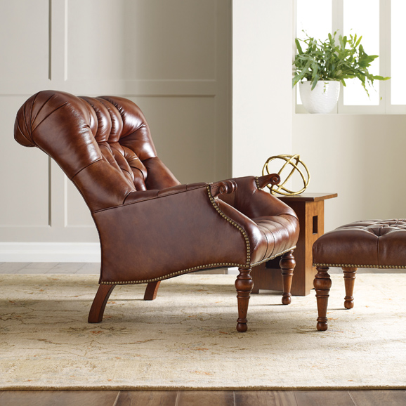 The Leopold’s Chair offers comfort matched by beauty, offering gently shaped and hand-carved arms. Photograph courtesy of L. & J.G. Stickley, Inc.