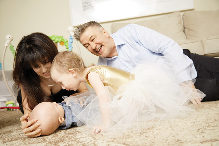 Hilaria Baldwin with hubby Alec, their daughter, Carmen, and their younger son, Leonardo Ángel. Photograph by Justin Steele.