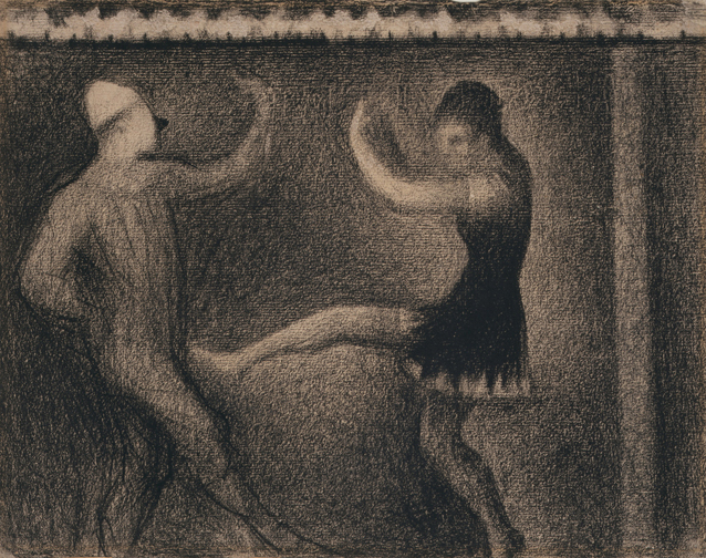 Georges Seurat’s “Pierrot and Colombine” (1886-87), conté crayon on paper. ©
 Kasama Nichido Museum of Art, courtesy The Metropolitan Museum of Art.