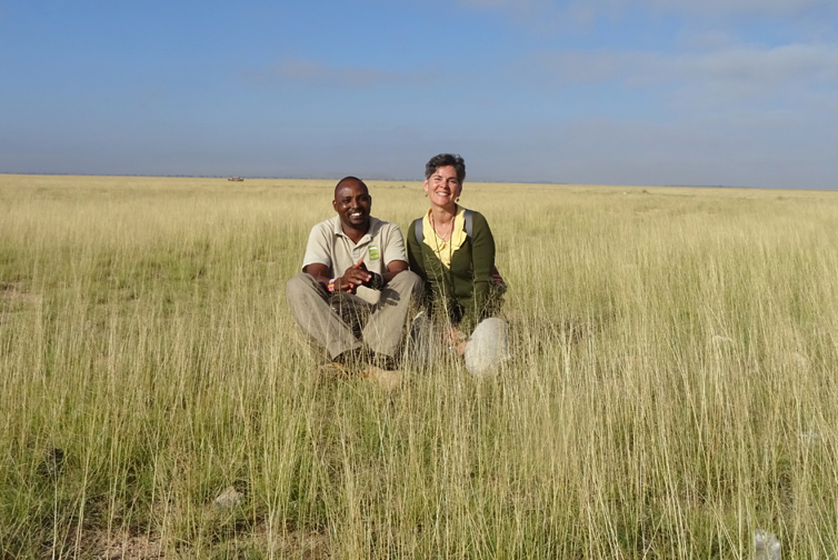 Christine Negroni looks for birds with guide Eric Ole Kalama of the Elephant Garden Safari in Amboseli National Park, Rift Valley, Kenya. Photograph courtesy Christine Negroni.