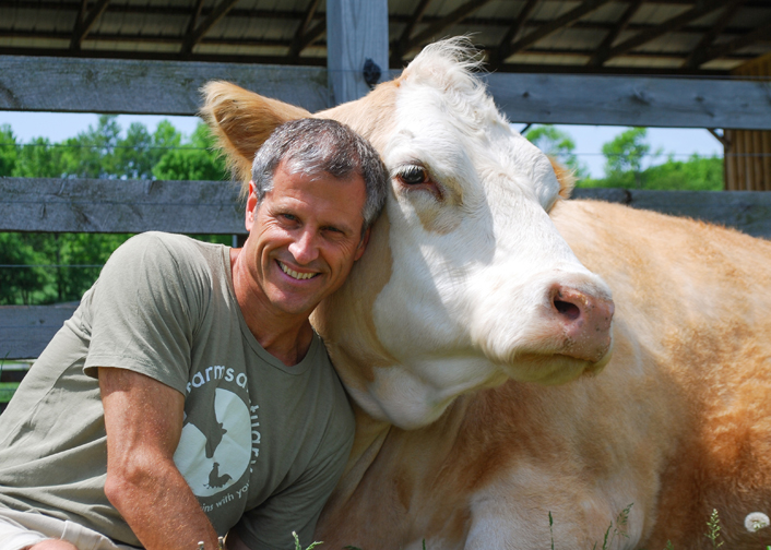 Farm Sanctuary co-founder Gene Baur with Meg. Courtesy Farm Sanctuary.