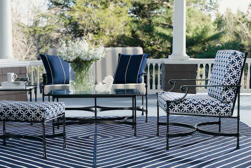 Relaxed in style and crafted of cast aluminum, the Biscayne collection from Ethan Allen is designed to stand the test of time. Photograph courtesy Ethan Allen.
