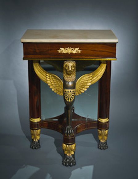 Small Console Table with Lion Monopodia Support. Attributed to Duncan Phyfe (1768-1854), New York, about 1820. Photograph courtesy Greenwich Decorative Arts Society.
