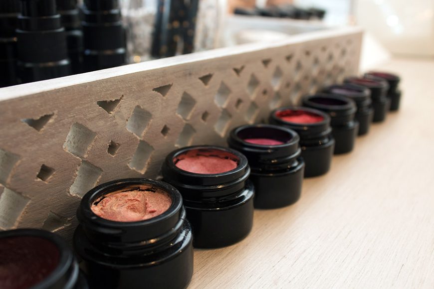 Organachs Farm to Skin offers a myriad of cosmetics, including foundation, eye shadow, lipsticks, highlighters, blush and even eyelashes. Photograph by Sebastian Flores. 