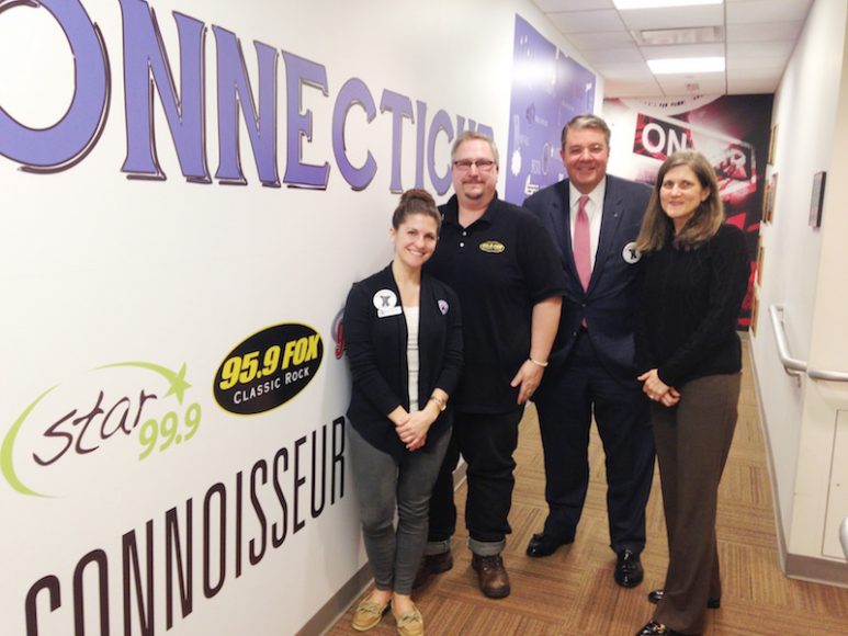 From left: Susan Wollschlager, communications and marketing manager, Connecticut Humane Society; John Voket, public service director, 99.1 PLR; David Dineen, executive vice president, head of community banking, Bankwell; and Linda Marino, president, The Animal Haven Inc.