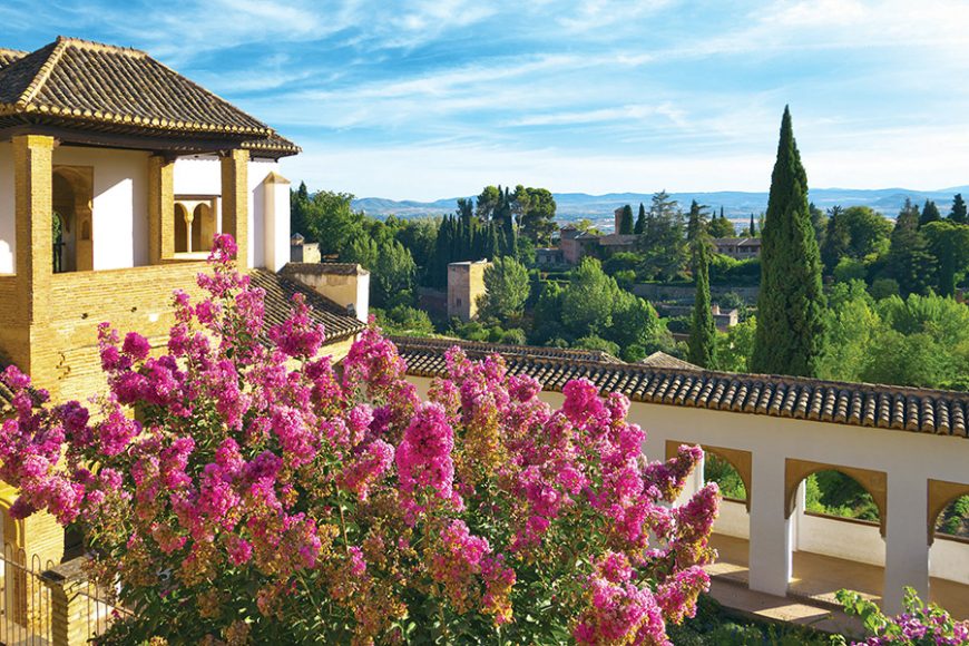 Alhambra: view in Generalife Gardens. Photograph courtesy dreamstime.com