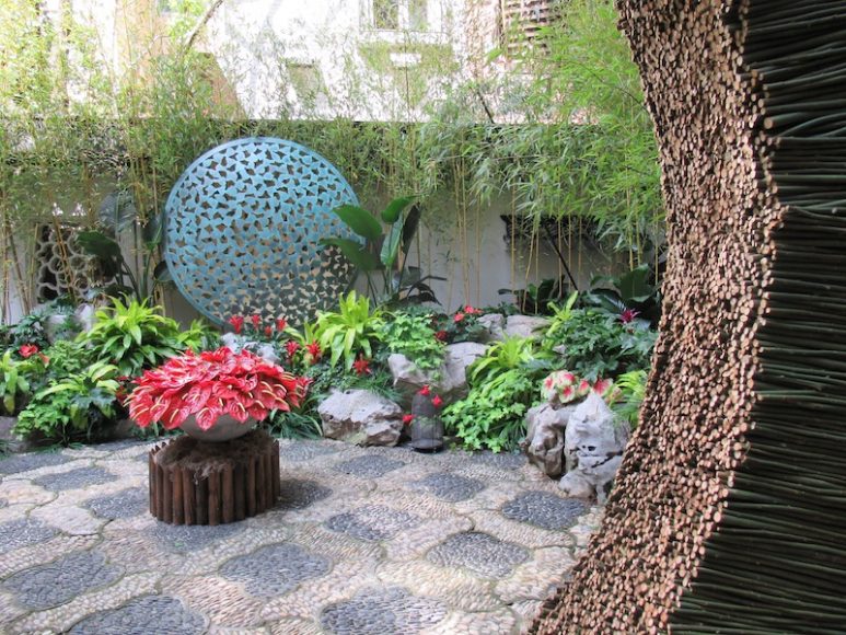 The Bamboo Court garden design by Janice Parker Landscape Architects of Greenwich is a highlight of the 45th annual Kips Bay Decorator Show House in Manhattan. Photograph by Mary Shustack.