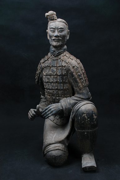 A Kneeling Archer from the Qin dynasty  (221–206 B.C.), earthenware. Photograph courtesy Qin Shihuangdi Mausoleum Site Museum. 