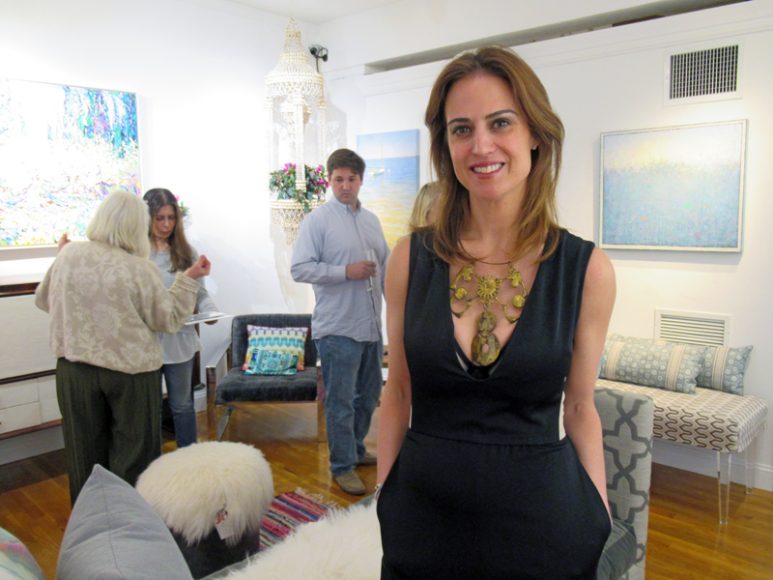 Samantha Knapp of Tiger Lily’s Greenwich at the “Oceanic” opening reception at the Sorelle Gallery in New Canaan. Photograph by Mary Shustack.