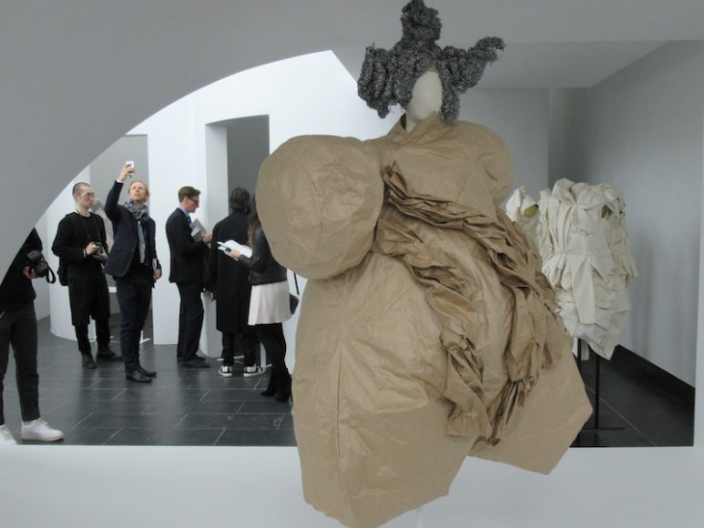 A three-hour press preview was held May 1 for “Rei Kawakubo/Comme des Garçons: Art of the In-Between,” which continues through Sept. 4 at The  Costume Institute of The Metropolitan Museum of Art in Manhattan. Photograph by Mary Shustack.