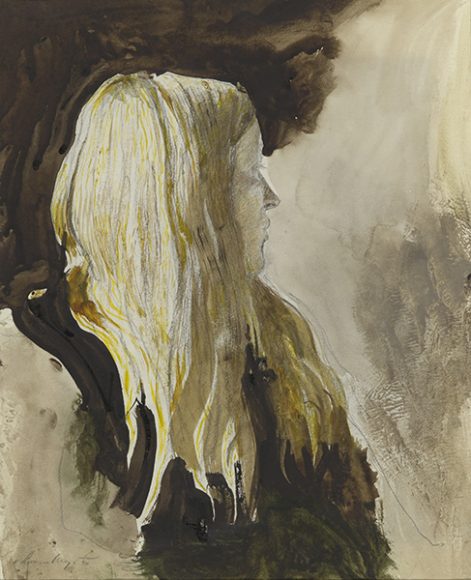 Andrew Wyeth’s “Study for Pageboy” (1917-2009), watercolor and pencil on paper. Courtesy Adelson Galleries and Frank E. Fowler. Copyright Pacific Sun Trading Co.