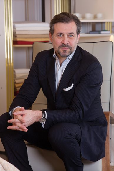 Frette CEO Hervé Martin was in New York to unveil the luxury home linen brand’s latest collection. Photograph courtesy Frette.