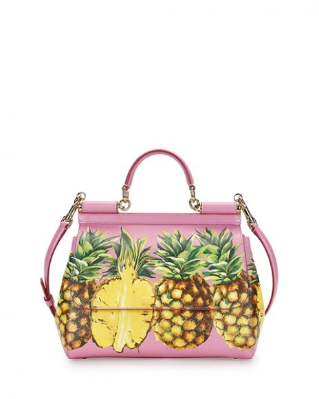 (4) Miss Sicily Medium Canvas Pineapple Satchel Bag by Dolce & Gabbana, $2,495 (now $1,871).