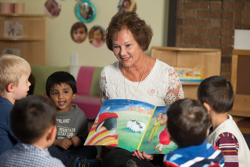 Polly Peace reads to the children of the Country Childrens Center. Photograph by John Rizzo.