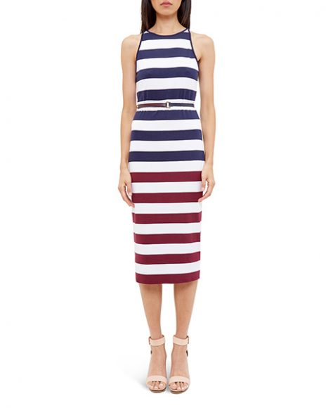(﻿1﻿) Rowing Stripe Midi Dress in navy by Ted Baker, $195. Photograph courtesy Bloomingdale's.