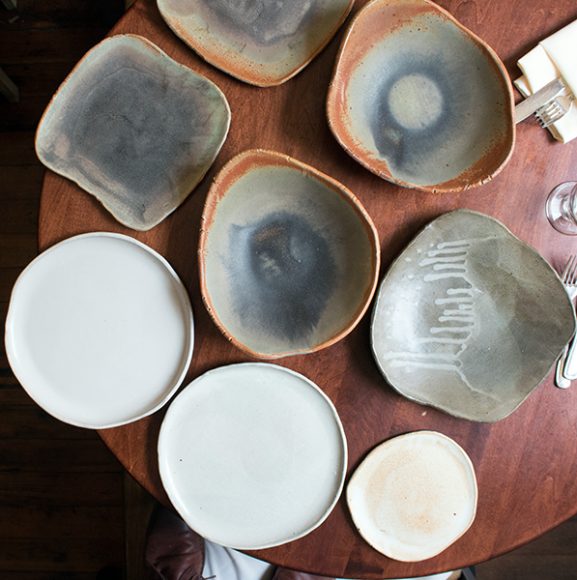 A selection of Connor McGinn's handcrafted plates. Photograph by Sebastian Flores.