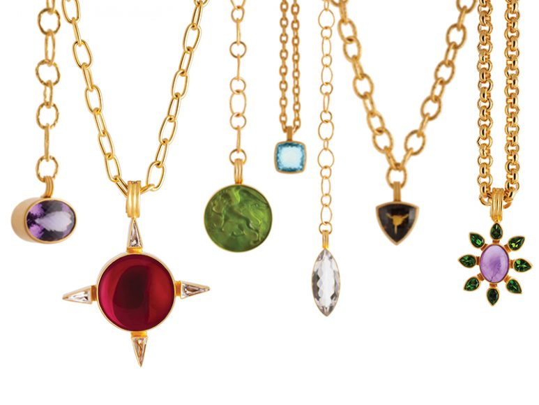 A selection of one-of-a-kind necklaces designed by Dina Mackney. Photograph courtesy Dina Mackney. 
