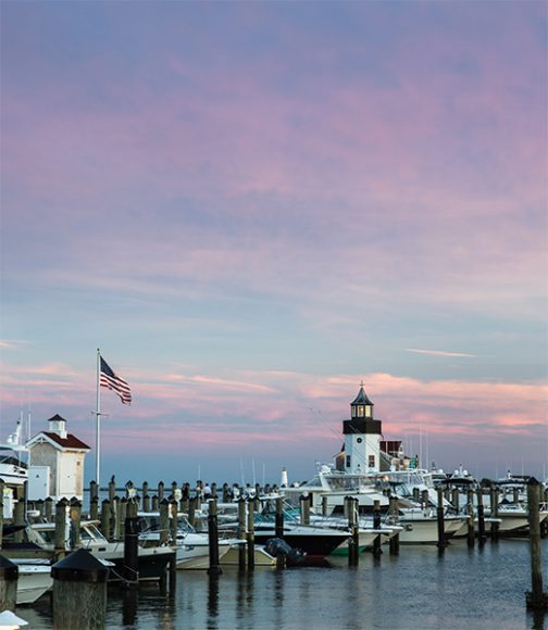 The marina at sunrise. Photograph by Frank Gilroy. Courtesy Saybrook Point Inn Marina & Spa.