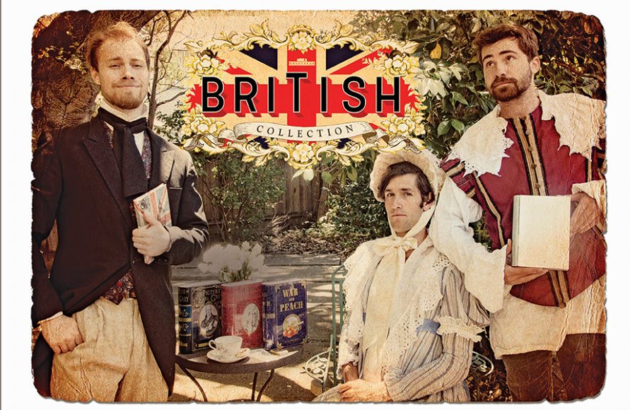 The NovelTeas team gets into the spirit of The British Collection. From left, Jorgen Stovne, Johnny Pujol and Mitch Kraemer. Photograph courtesy NovelTeas.