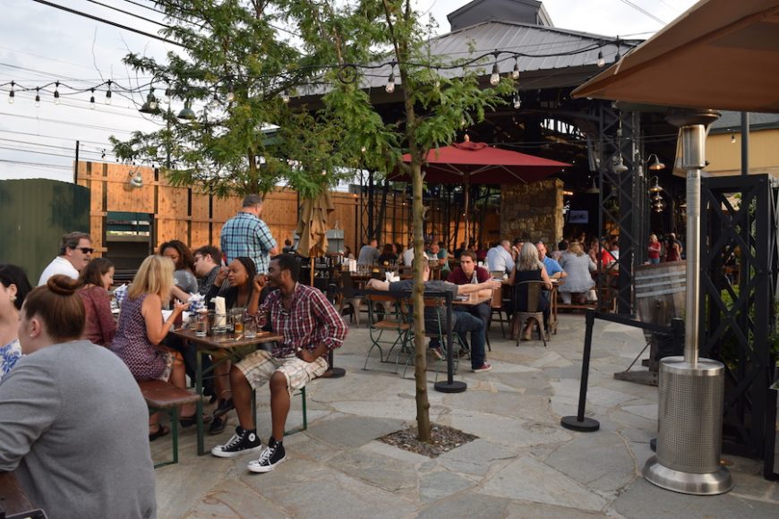 A large outdoor space allows diners to enjoy their bites and brews in the fresh air. 