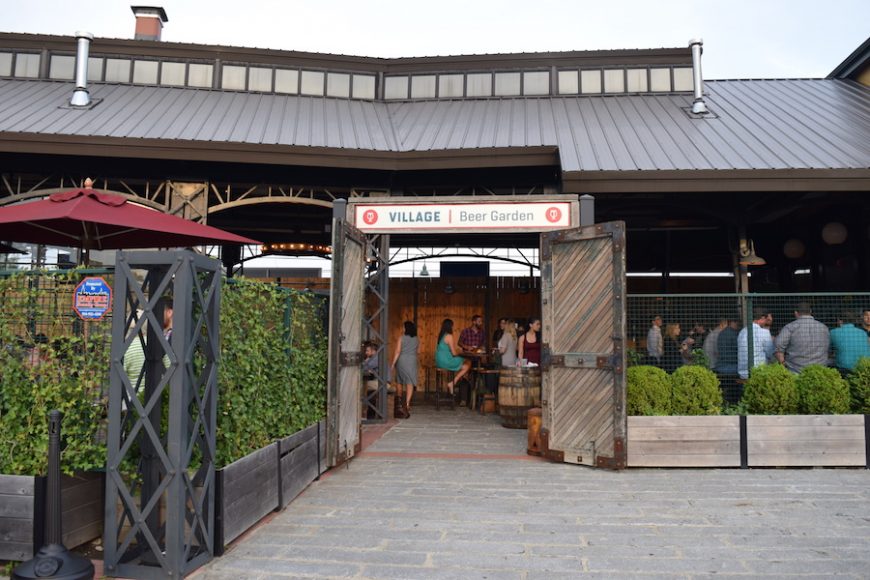 The Village Beer Garden is connected to the Metro-North Station in Port Chester. 