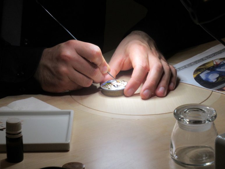 Patek Philippe has brought a number of artisans to New York from Switzerland to demonstrate the company’s commitment to skillful creation and time-honored traditions. Photograph by Mary Shustack.
