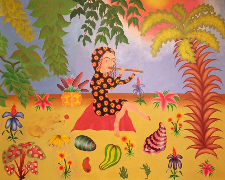 “Summer Treasures,” an exhibition featuring work by four artists, continues through Aug. 31 at Piermont Straus. Here, Fred Cohen’s “Lady With The Flute.” Photograph courtesy Piermont Straus.